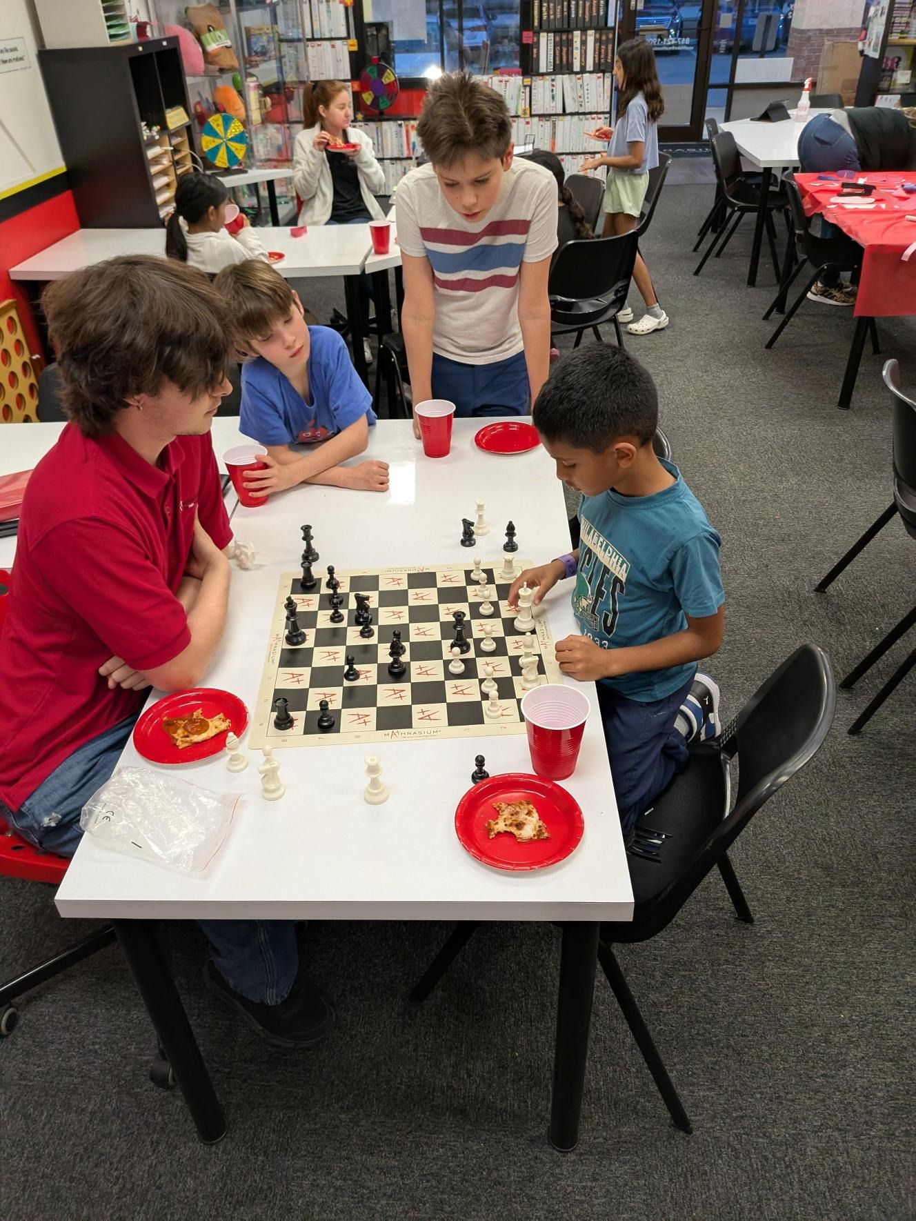 Chess camp tournament in action